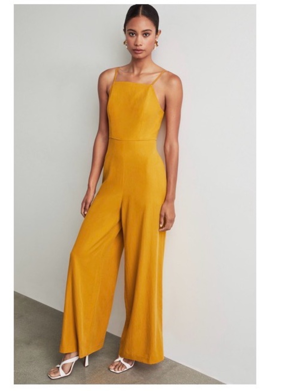 BCBGMAXAZRIA Mustard Yellow Wide Leg Jumpsuit – Size Small